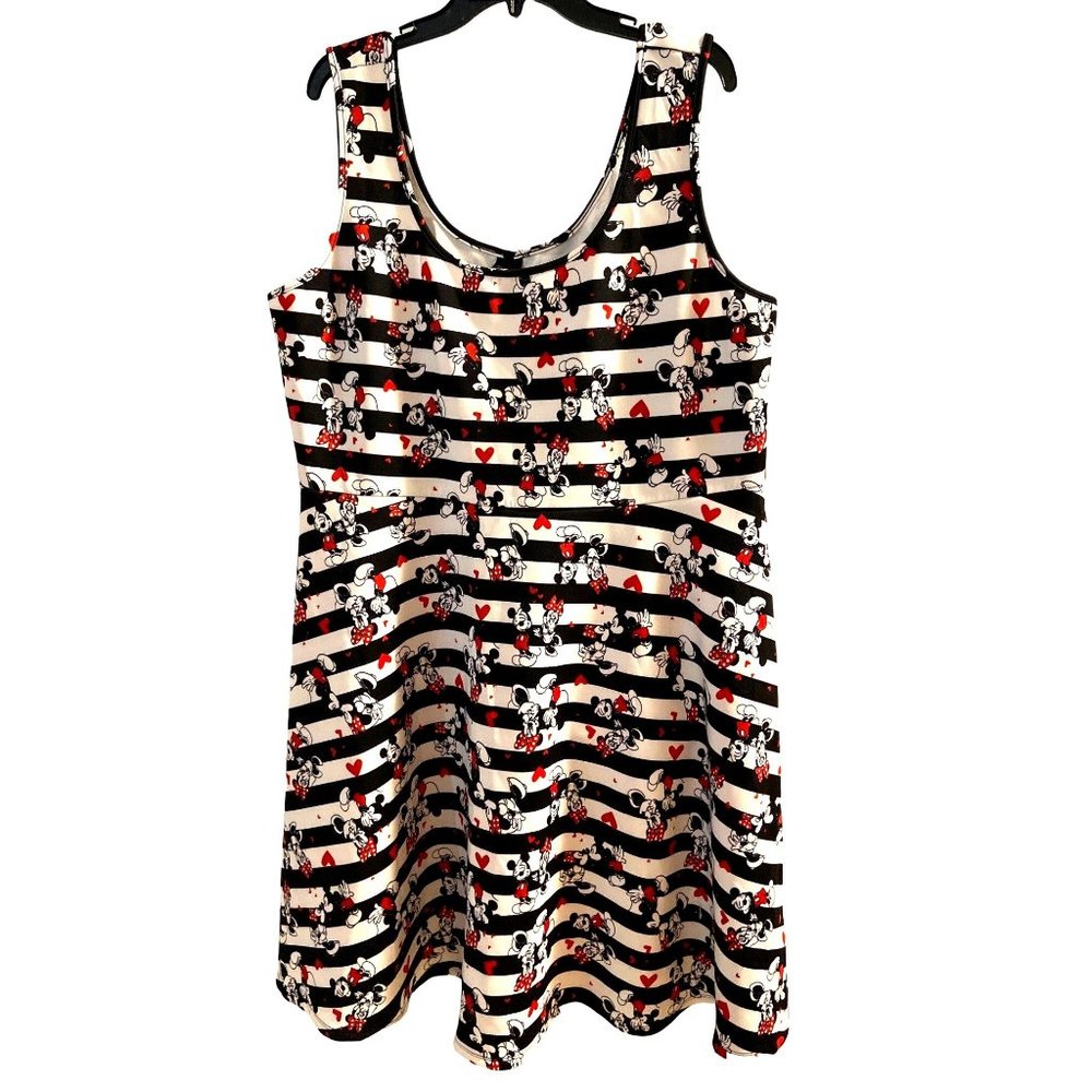 Disney Minnie Mickey Mouse Stripe Heart Dress Size 3